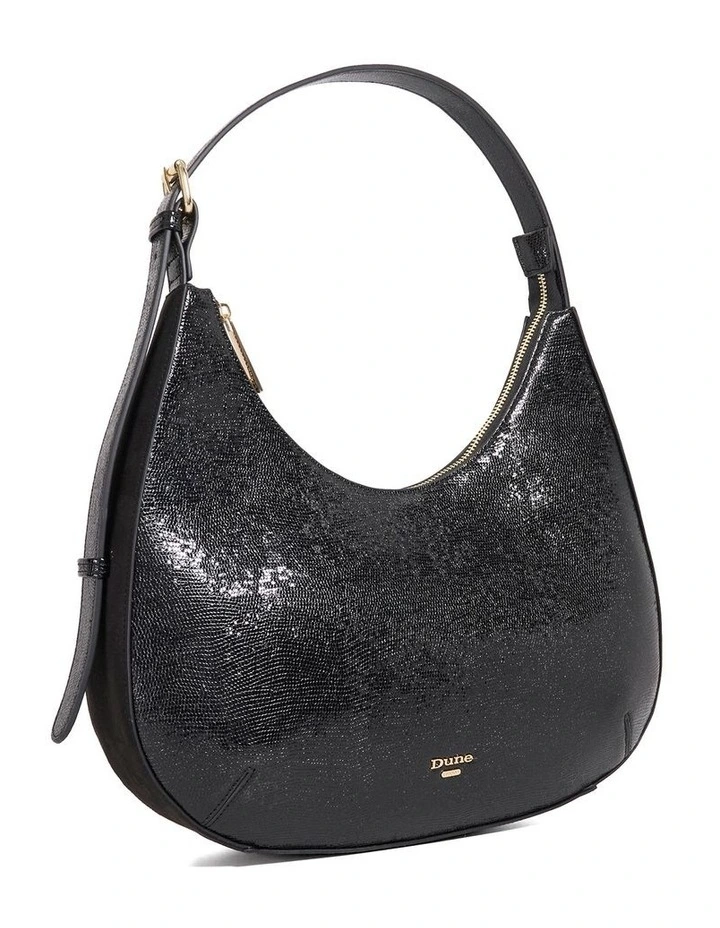Daintily Large Curved Shoulder Bag in Black image 2