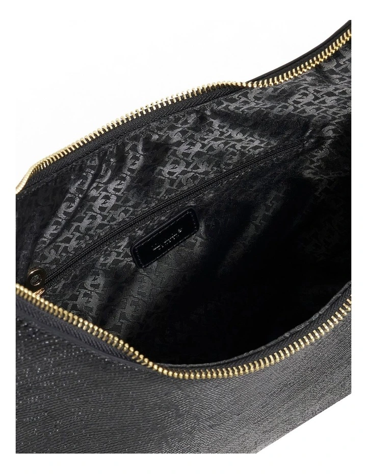 Daintily Large Curved Shoulder Bag in Black image 3
