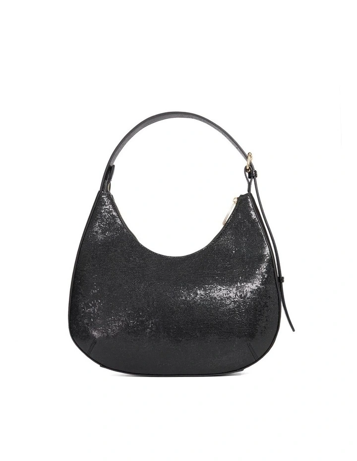 Daintily Large Curved Shoulder Bag in Black image 4