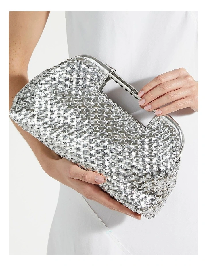 Expression Woven Diamante Clutch In Silver image 2