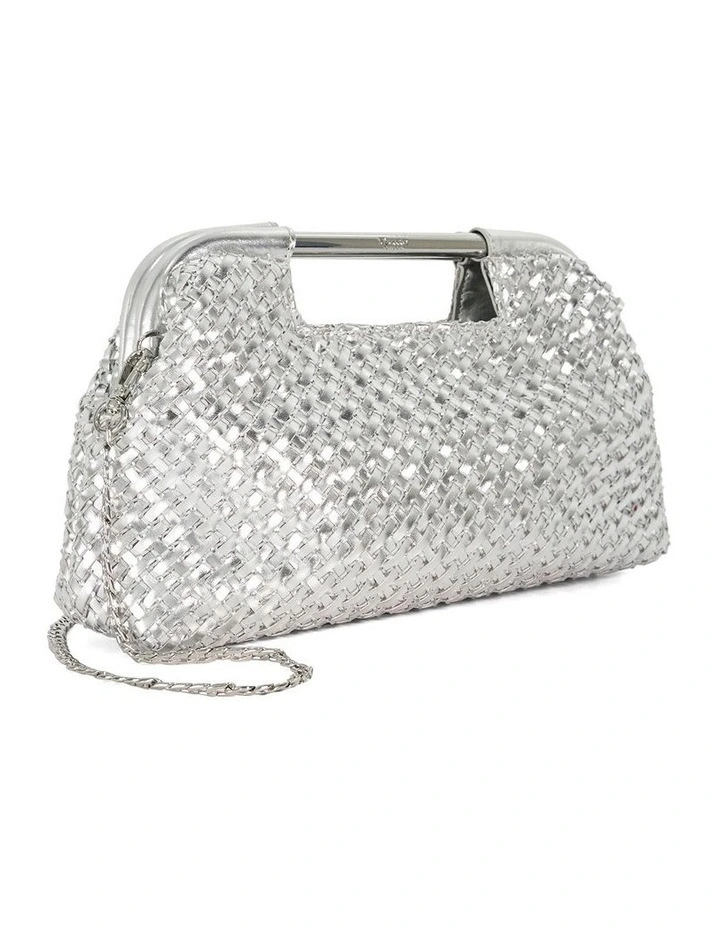 Expression Woven Diamante Clutch In Silver image 3