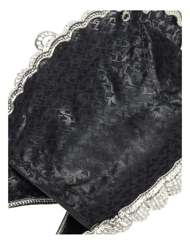 Embellished Shell Clutch In Silver image 3