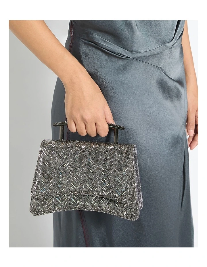 Bedazzle Clutch Bag In Pewter image 2