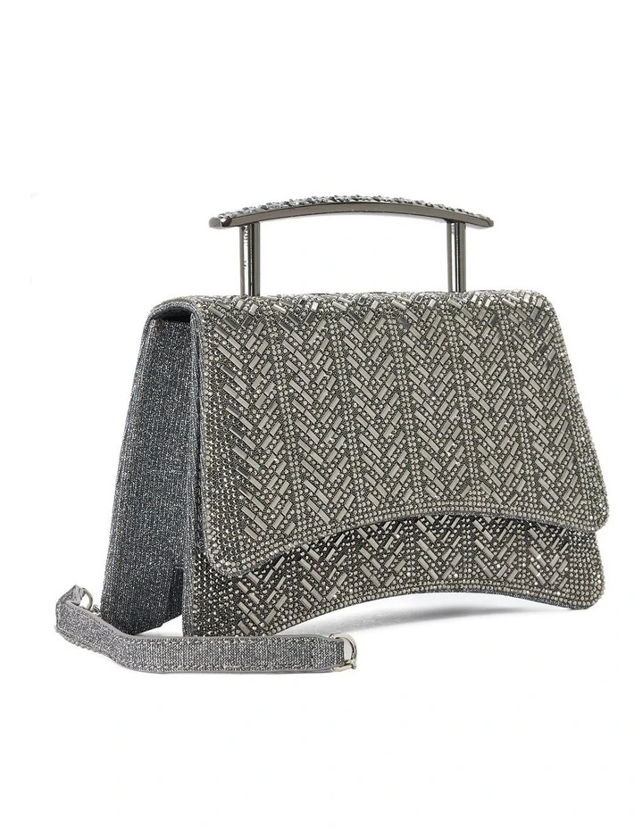 Bedazzle Clutch Bag In Pewter image 3