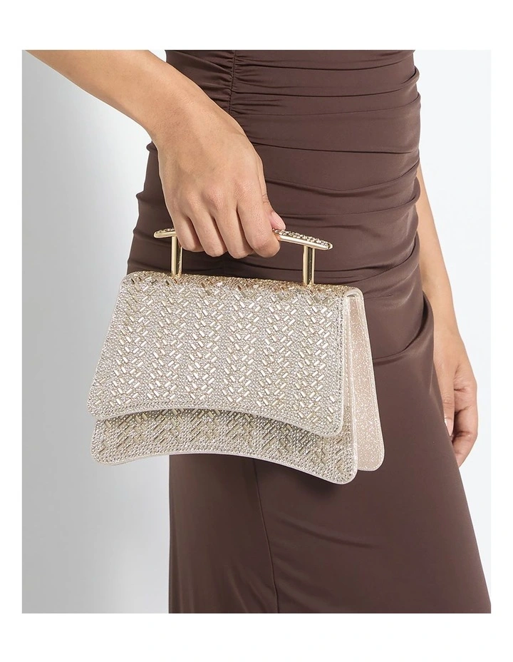 Bedazzle Clutch Bag In Gold image 2