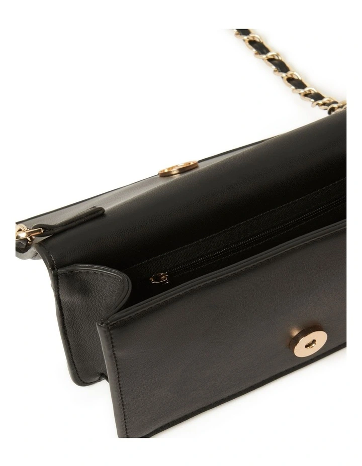 Esme Quilt Chain Crossbody Bag in Black image 2