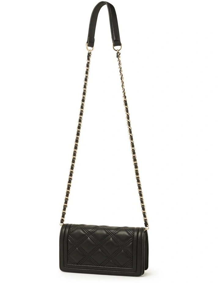 Esme Quilt Chain Crossbody Bag in Black image 3