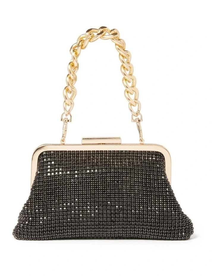 Signature Abigail Frame Embellished Clutch in Black image 1