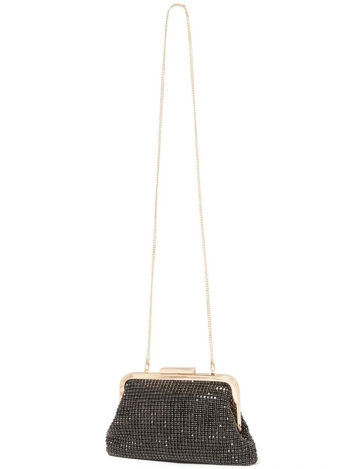 Signature Abigail Frame Embellished Clutch in Black image 3
