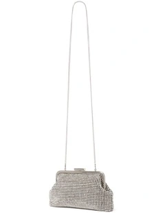 Signature Abigail Frame Embellished Clutch in Silver