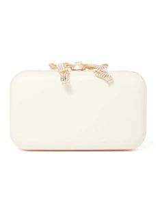 Tara Bow Metal Hardcase Cluth in White