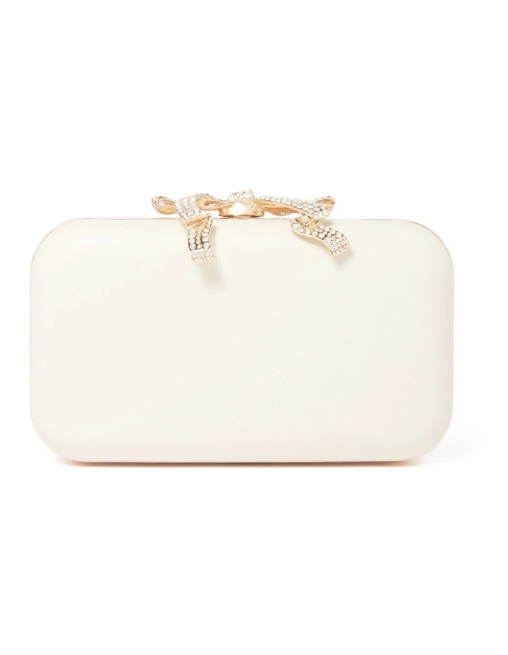 Tara Bow Metal Hardcase Cluth in White image 1