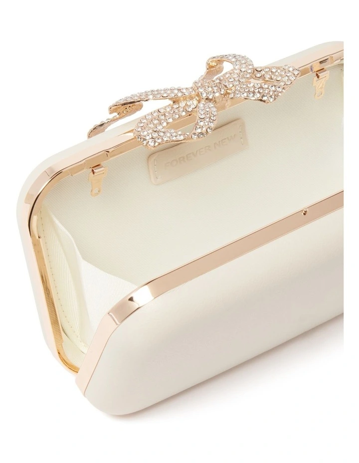 Tara Bow Metal Hardcase Cluth in White image 3