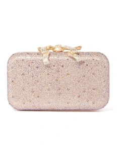 Tara Bow Metal Hardcase Clutch in Pink