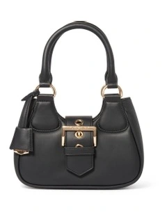 Signature Madison Buckle Moon Bag in Black