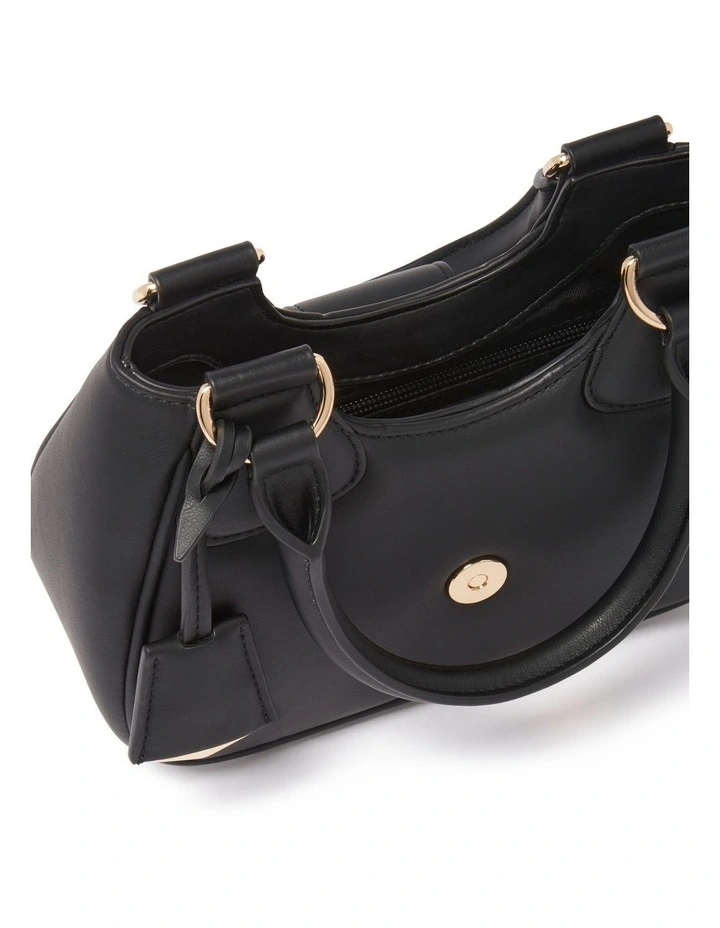 Signature Madison Buckle Moon Bag in Black image 2