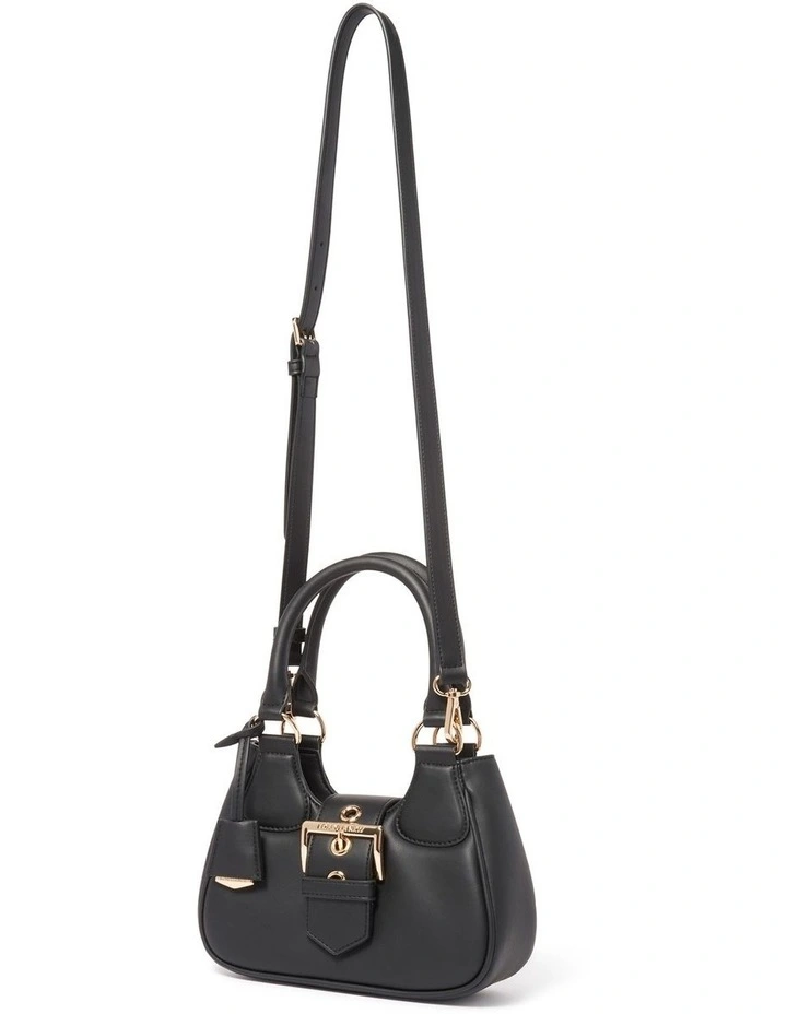 Signature Madison Buckle Moon Bag in Black image 3
