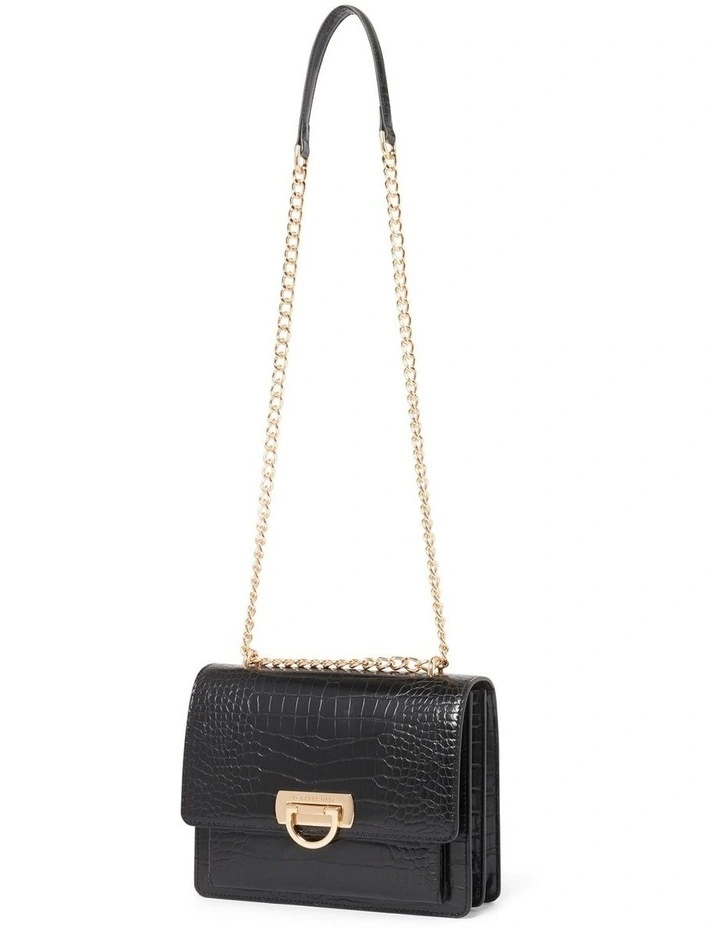 Signature Cassandra Chain Shoulder Bag in Black image 3