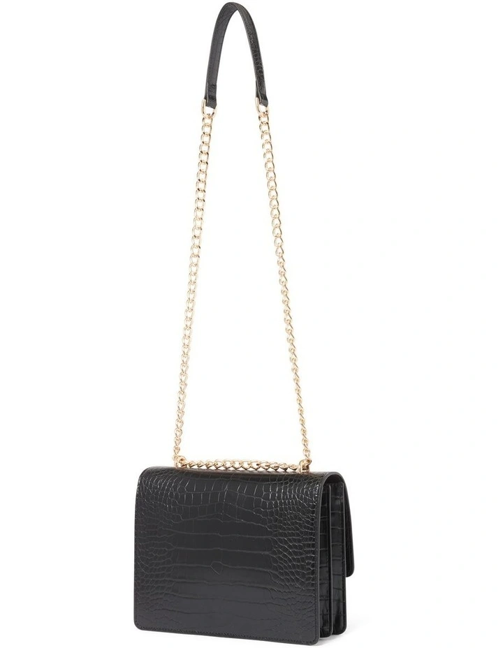 Signature Cassandra Chain Shoulder Bag in Black image 4