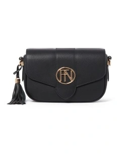 Signature Thea Tassel Saddle Bag in Black