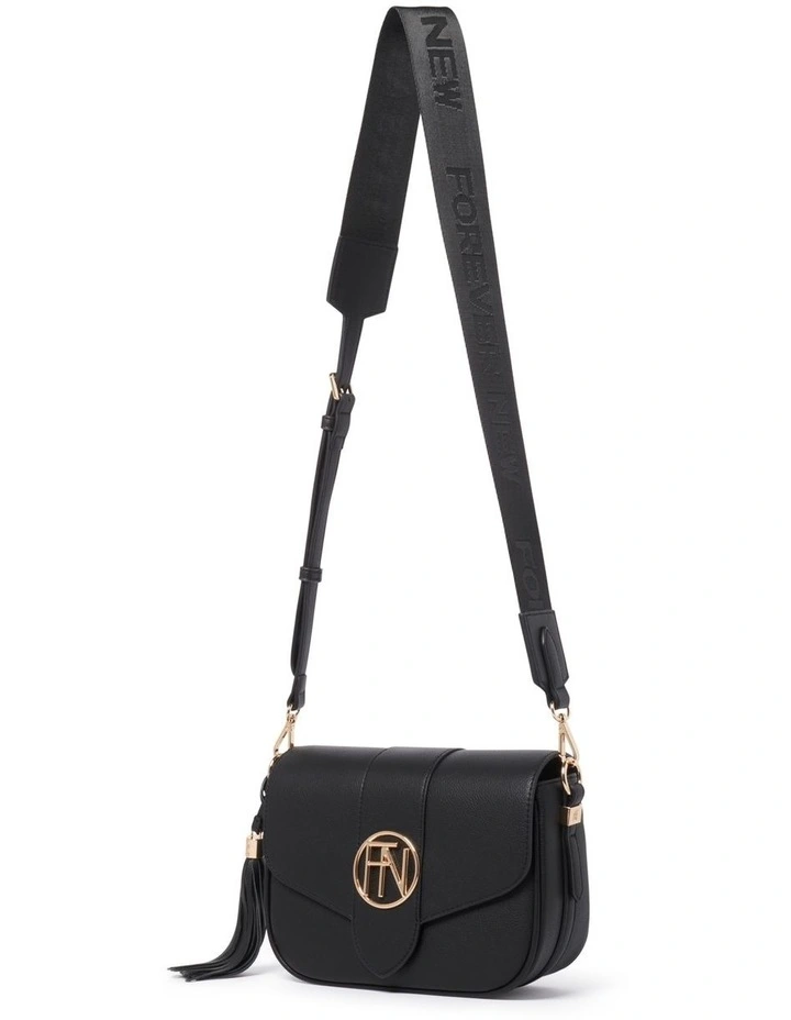 Signature Thea Tassel Saddle Bag in Black image 3
