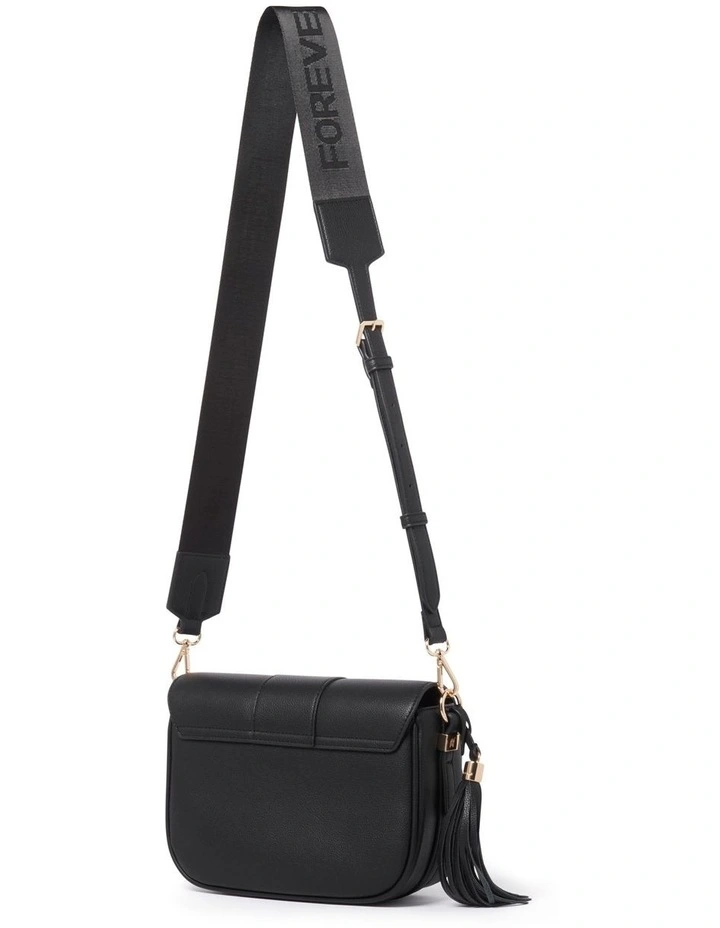 Signature Thea Tassel Saddle Bag in Black image 4