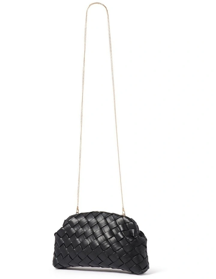 Winifred Weave Frame Clutch in Black image 2