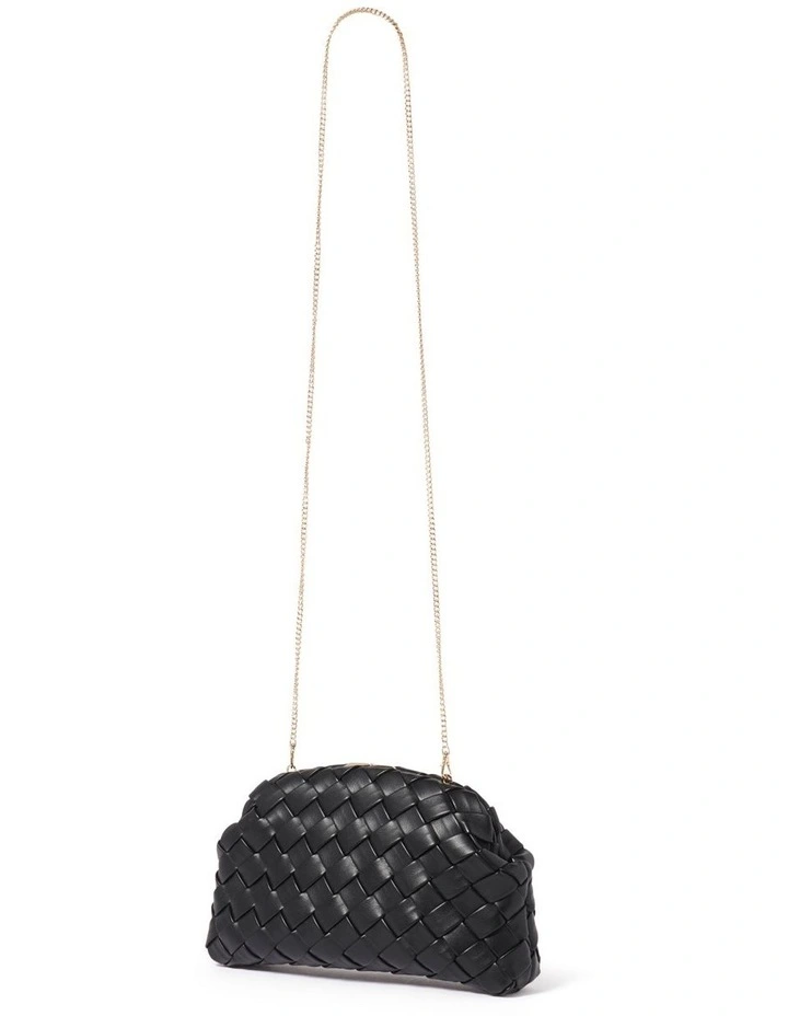 Winifred Weave Frame Clutch in Black image 3