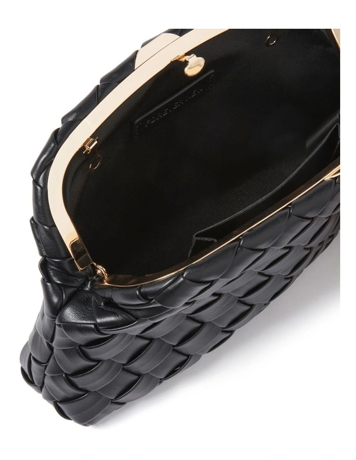 Winifred Weave Frame Clutch in Black image 4
