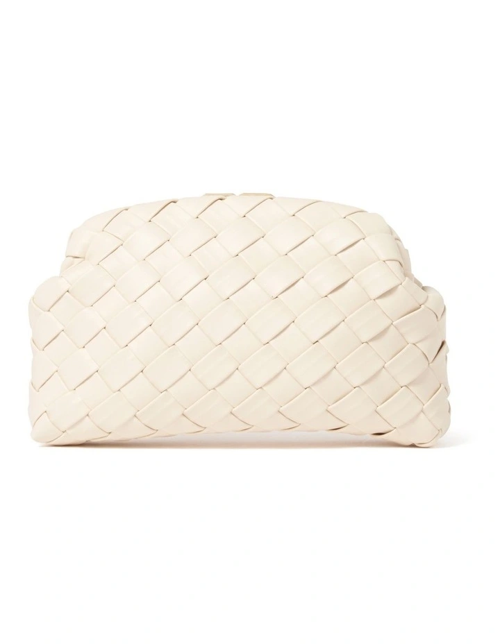 Winifred Weave Frame Clutch in Cream image 1