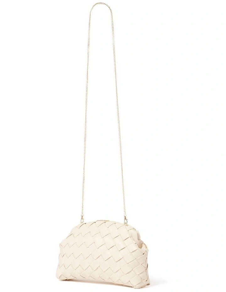 Winifred Weave Frame Clutch in Cream image 2