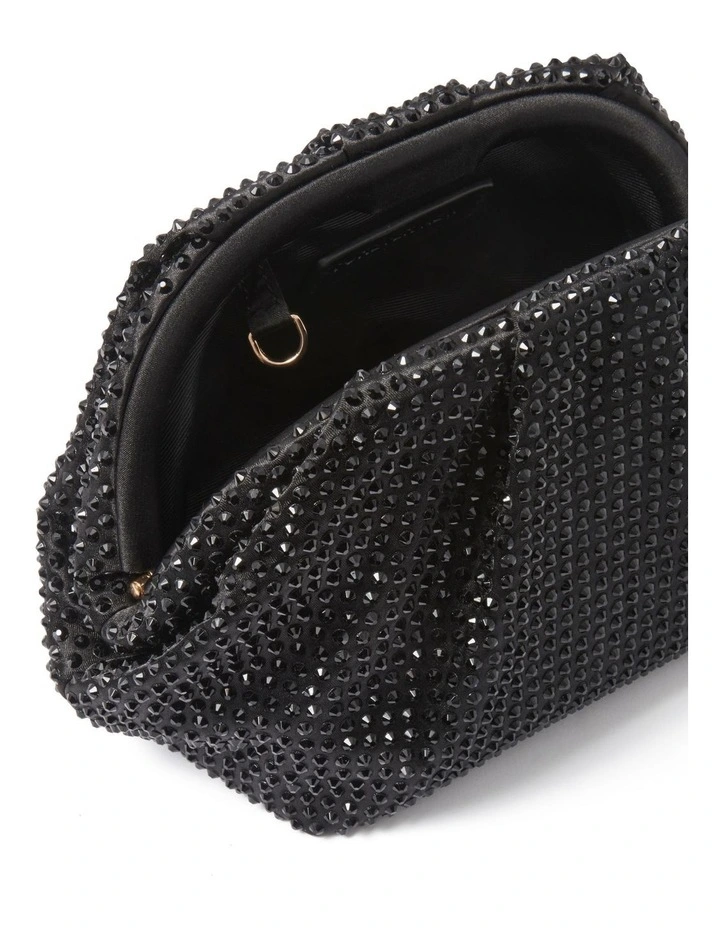 Signature Reece Ruched Clutch in Black image 3