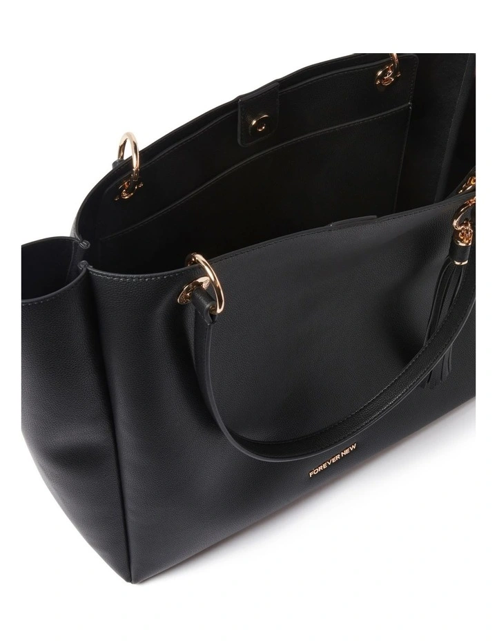 Signature Evie Eyelet Tote Bag in Black image 4