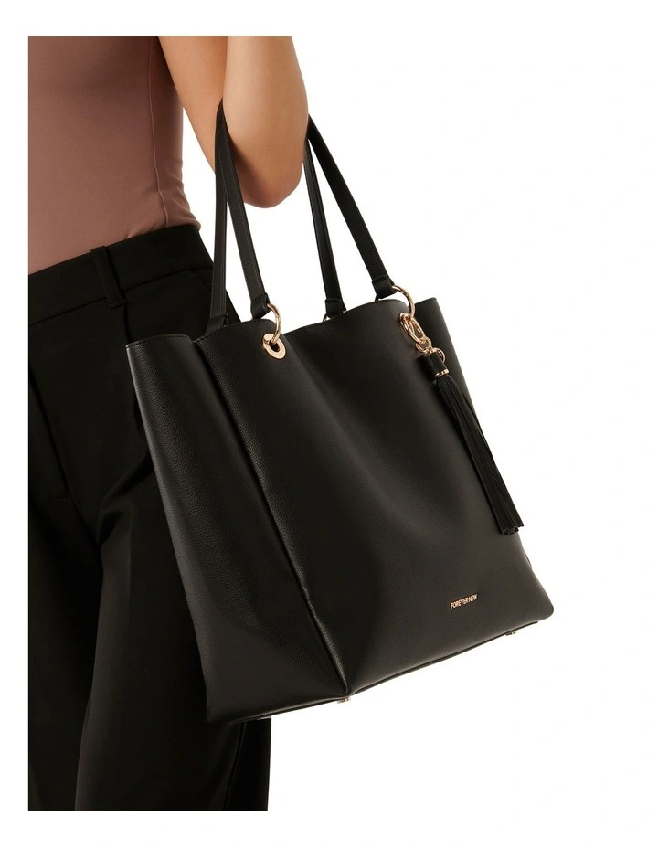 Signature Evie Eyelet Tote Bag in Black image 5