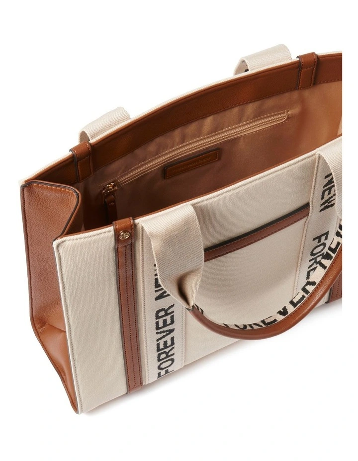 Signature Alison Structured Tote Bag in Cream image 3