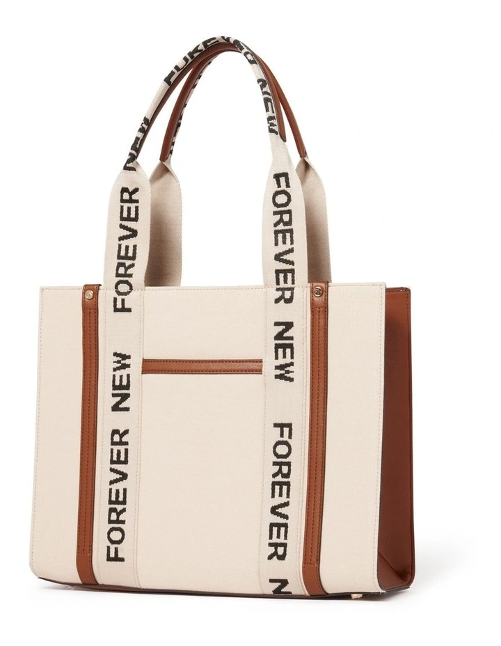Signature Alison Structured Tote Bag in Cream image 4