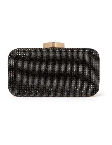 Signature Melody Sparkly Hardcase Clutch in Black