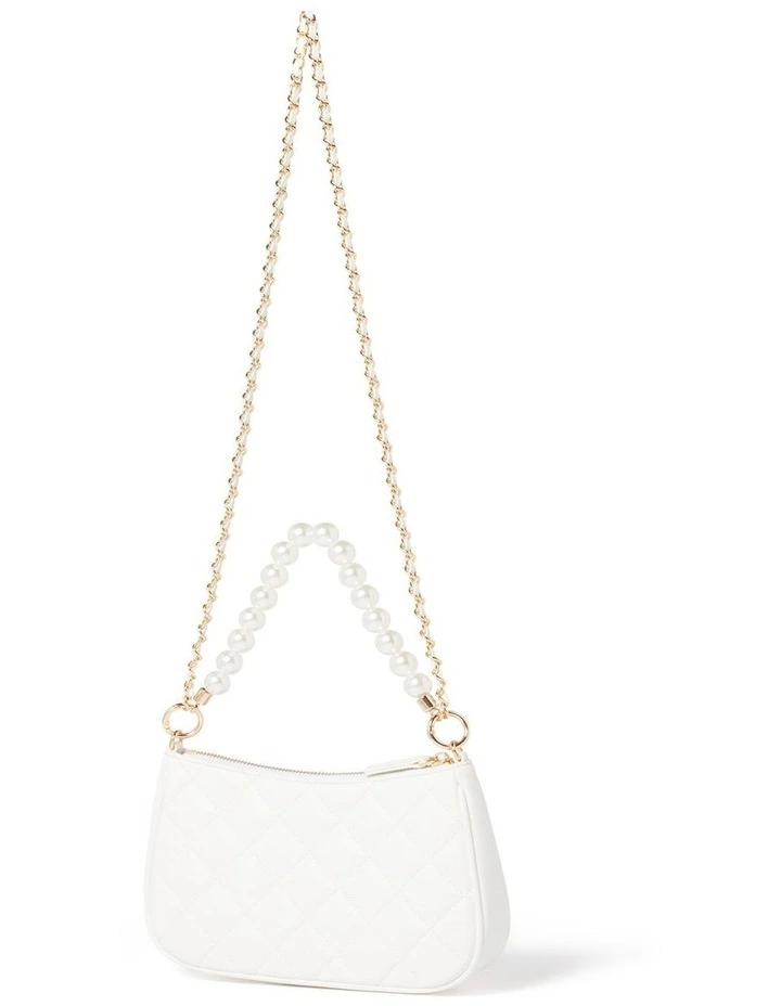 Penelope Quilted Shoulder Bag in White image 3