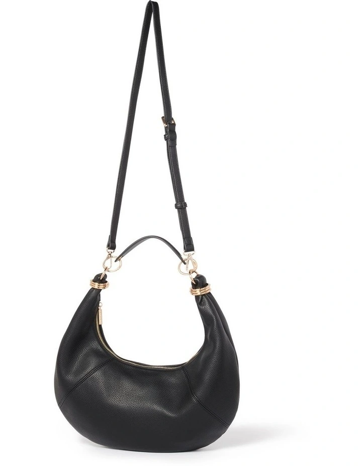 Cayla Metal Trim Scoop Bag in Black image 4