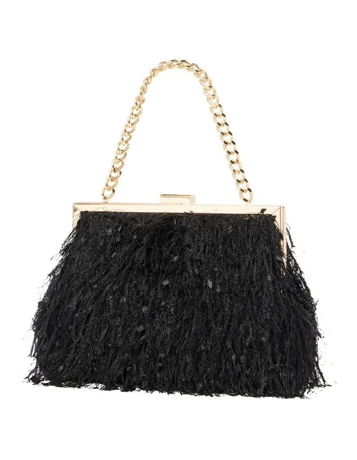 Francis Fluffy Frame Signature Clutch in Black image 2