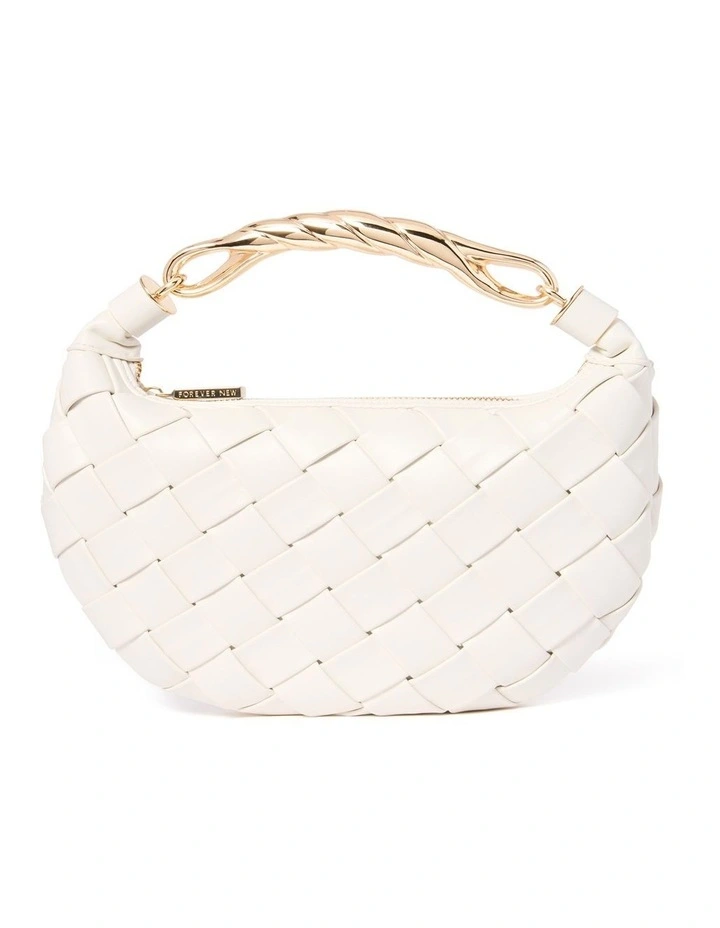 Willa Weave Metal Handle Bag in White image 1