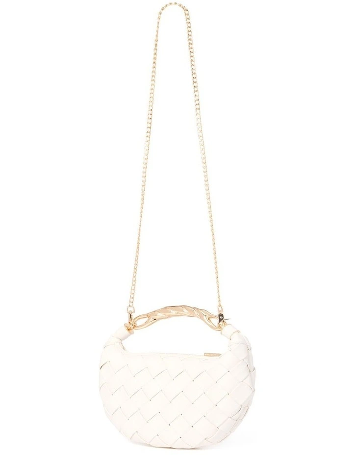 Willa Weave Metal Handle Bag in White image 2