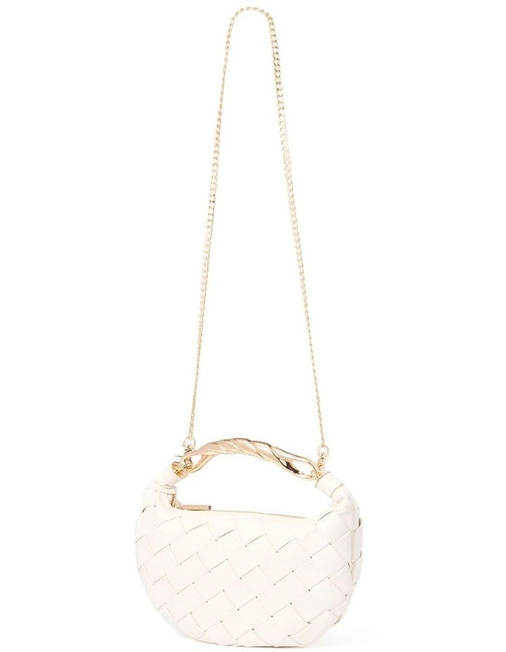 Willa Weave Metal Handle Bag in White image 3