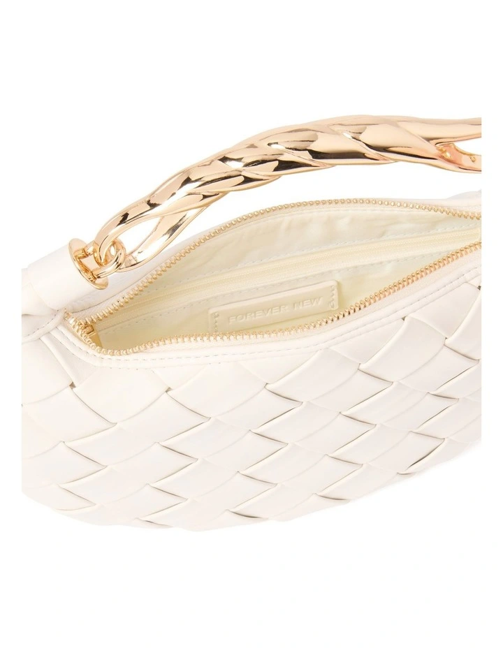 Willa Weave Metal Handle Bag in White image 4
