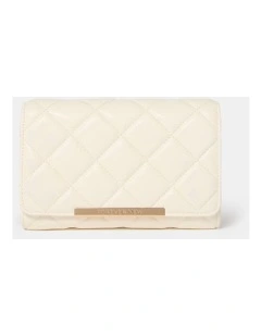 Mae Quilt Wallet Crossbody Bag in Cream