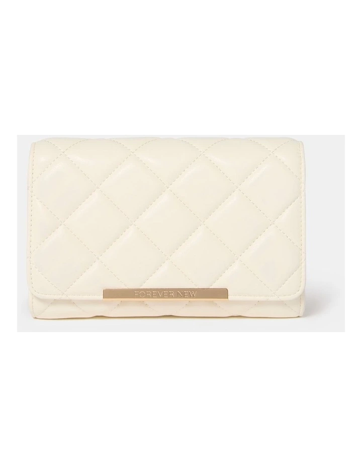 Mae Quilt Wallet Crossbody Bag in Cream image 1