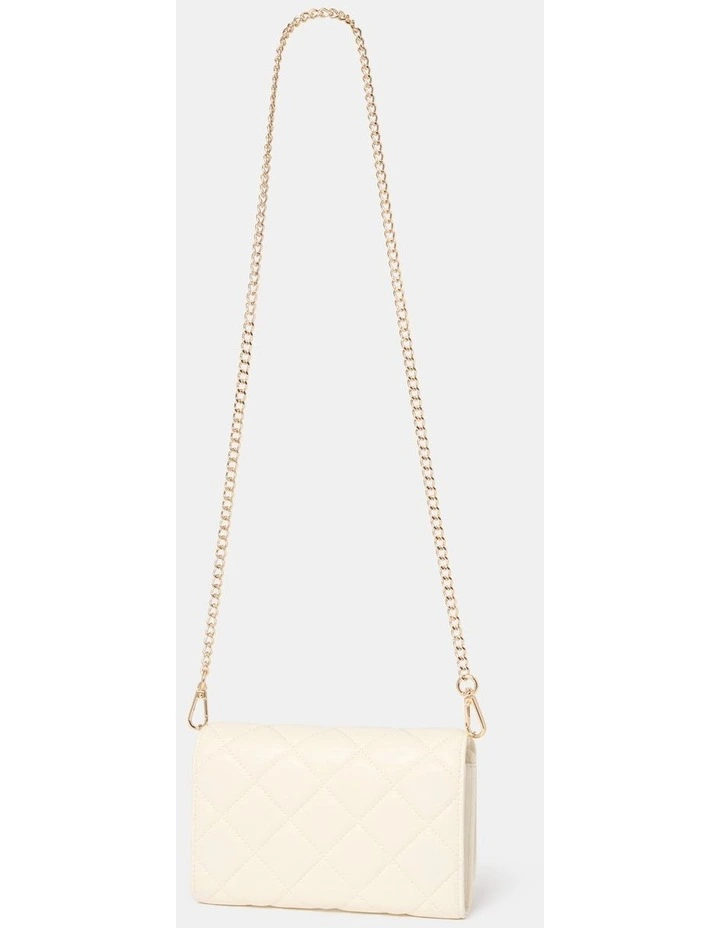 Mae Quilt Wallet Crossbody Bag in Cream image 2