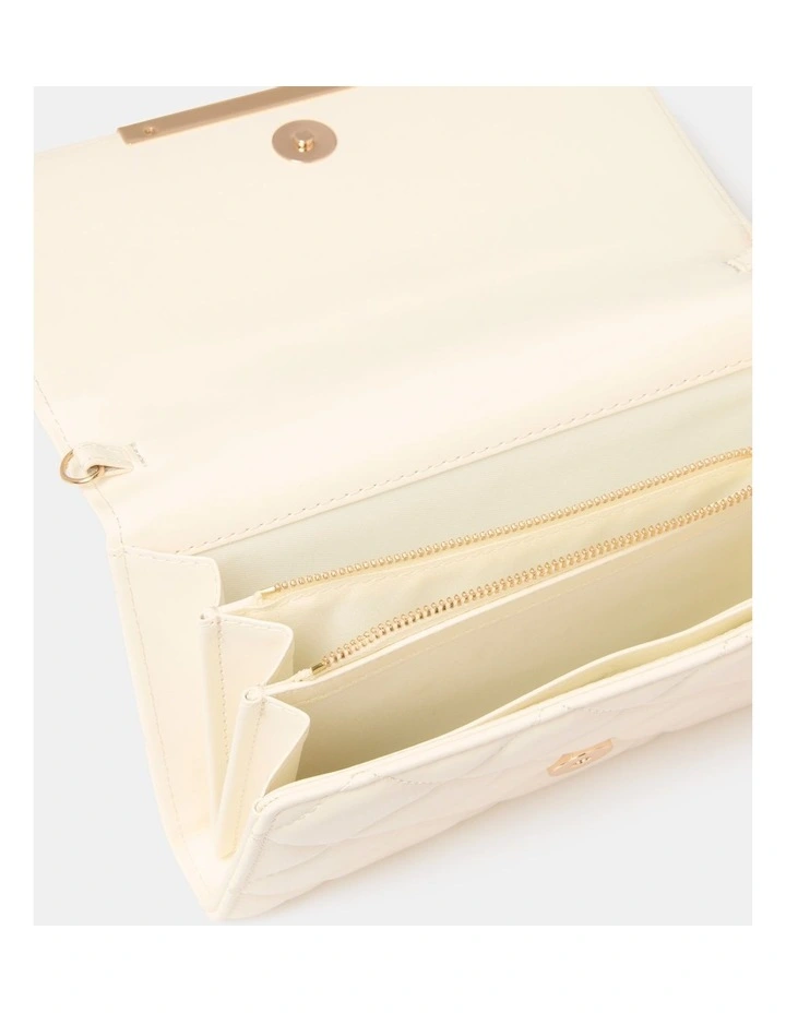 Mae Quilt Wallet Crossbody Bag in Cream image 3