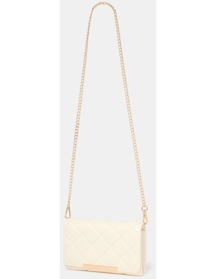 Mae Quilt Wallet Crossbody Bag in Cream image 4