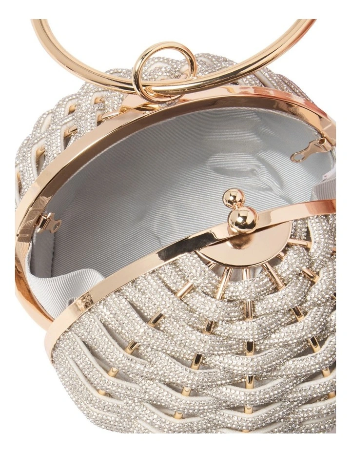 Signature Wynnie Woven Round Clutch in Silver image 3